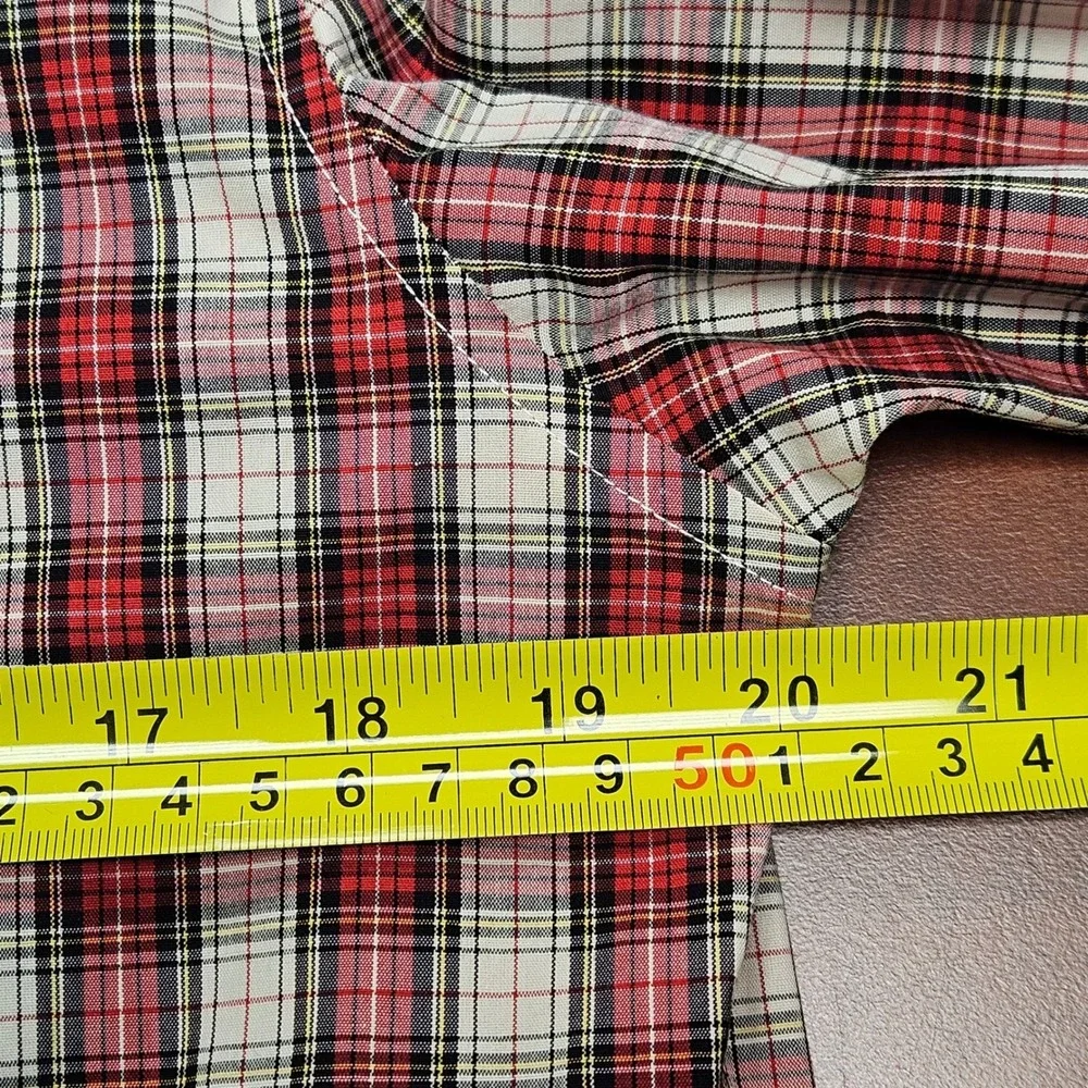 J.CREW Slim Fit Men's Medium Flannel Shirt Red Black White Tartan Plaid‎ L/S EUC